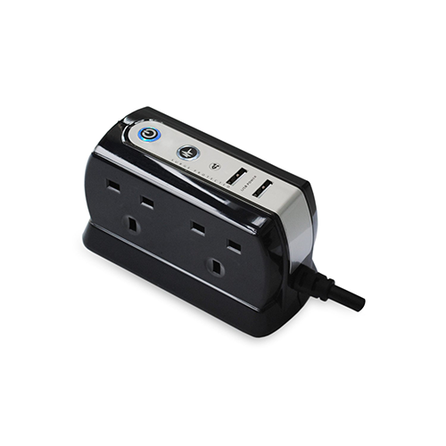 Masterplug 2M 4 Gang With Surge Protection With 2X USB SRGDU42PB-MP