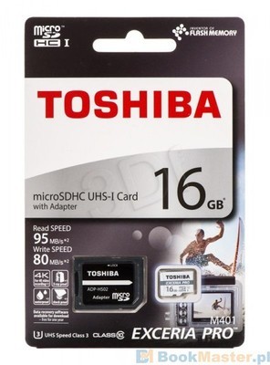 Toshiba M401 16GB Exceria Pro Micro-SDHC UHS-1 U3 Card With Adapter 95MB/s