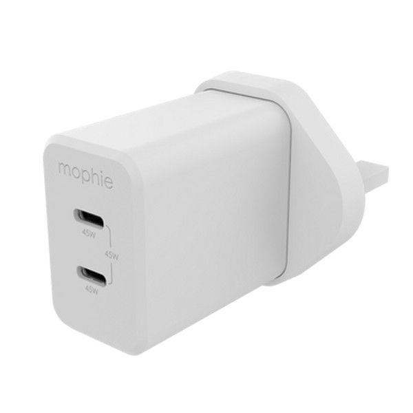 Mophie ACC Power Adapter USB C PD Dual 45W GAN White UK