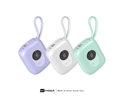 Hoda 10000mAh Fast Charging Power Bank With Built In Dual Cables