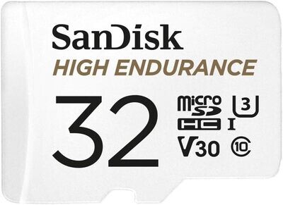 SanDisk 32GB High Endurance Video MicroSDHC Card with Adapter for Dash Cam and Home Monitoring Systems - C10, U3, V30, 4K UHD, Micro SD Card - SDSQQNR-032G-GN6IA SanDisk 32GB High Endurance Video MicroSDHC Card with Adapter for Dash Cam and Home Monitoring Systems - C10, U3, V30, 4K UHD, Micro SD Card - SDSQQNR-032G-GN6IA