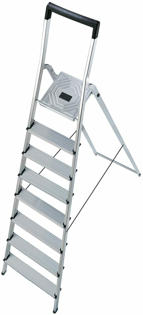Hailo 8 Step Folding Lightweight Aluminum Platform Step Ladder 8948-001 Hailo 8 Step Folding Lightweight Aluminum Platform Step Ladder 8948-001