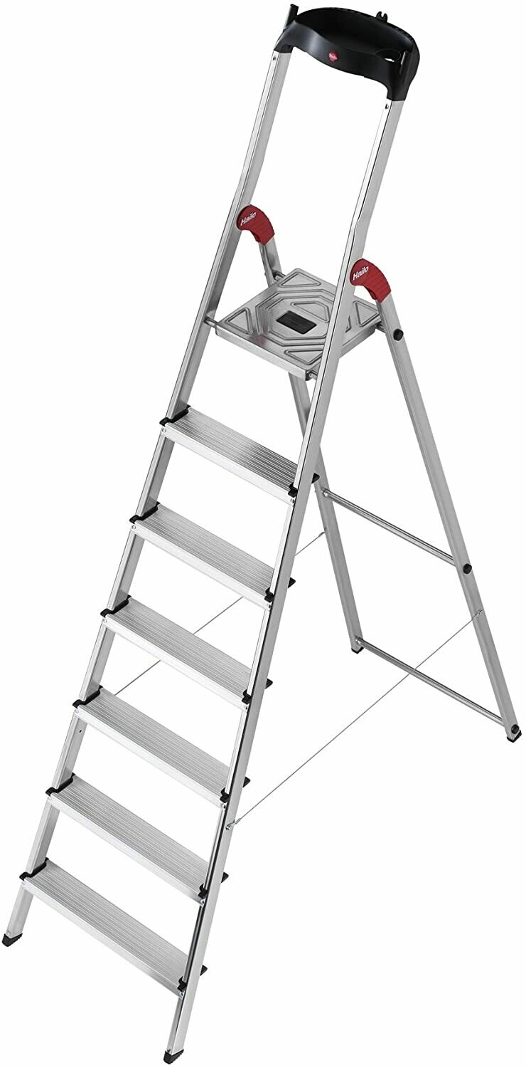 Hailo 8507-001 L60 Aluminum Safety Scale, 7 steps with Multifunction Plate