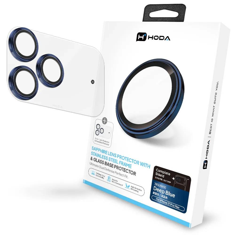 Hoda Sapphire Lens Protector (Stainless Steel) + Lens Base (Glass) for iPhone 17 Pro / Pro Max