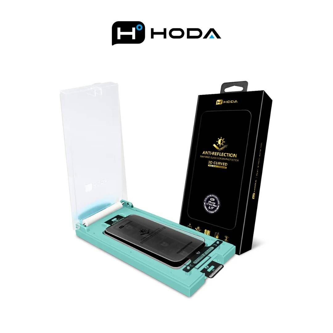 Hoda 3D Anti-Reflection Full Coverage Tempered Glass Screen Protector for iPhone 17 Pro Max (Dust-Free Helper Included)