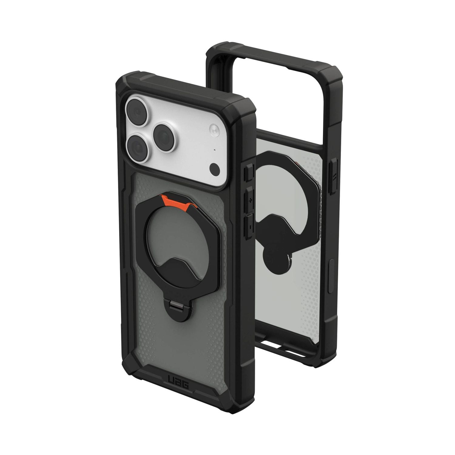 UAG Plasma XTE 360 Integrated Kickstand MagSafe Case with Camera Control Button for iPhone 17/18 Series, Color/Model: Black Orange 17 Pro/18 Pro