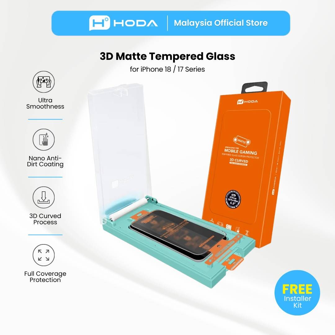 Hoda 3D Full Matte Gaming Anti-Glare Full Coverage Glass Screen Protector for iPhone 18 Pro/18 Pro Max with Dust Free Helper