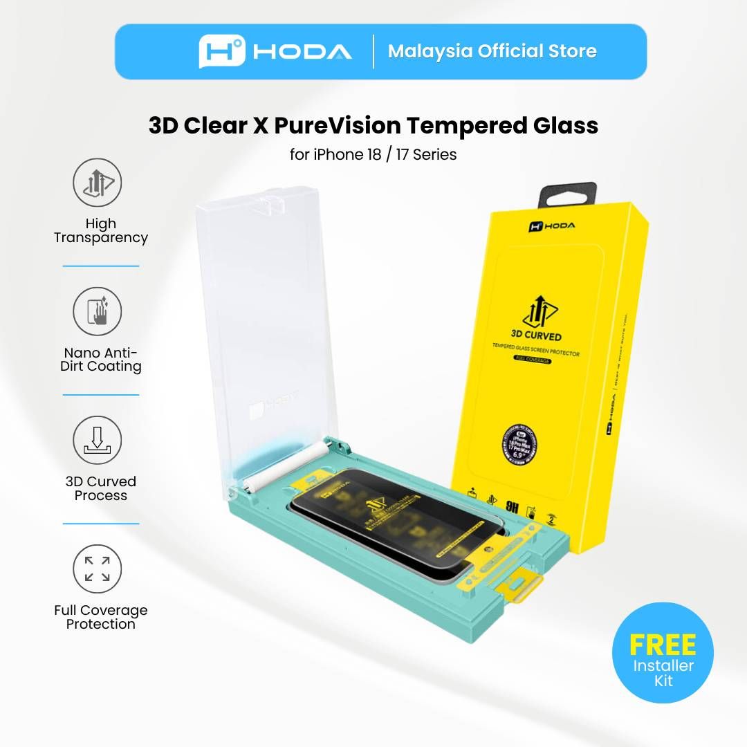Hoda 3D Full Clear X PureVision Full Coverage Glass Screen Protector for iPhone 17 /18 Series with Dust Free Helper