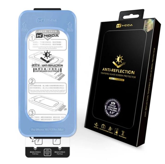Hoda Full Coverage Tempered Glass Screen Protector for iPhone 18 Pro/18 Pro Max (Anti-Reflection) with Dust Free