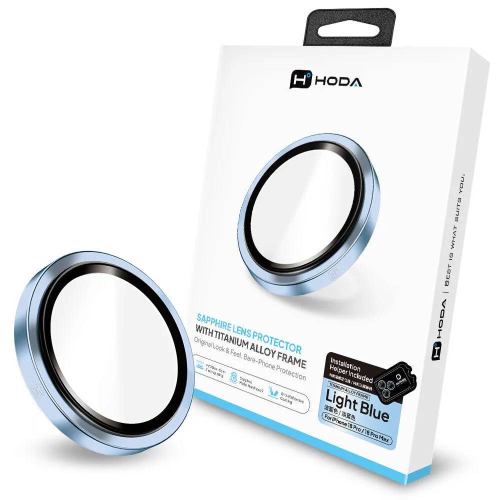 Hoda Sapphire Lens Protector With Helper for iPhone 18 Pro/18 Pro Max (3 lenses/set), Color: Blue