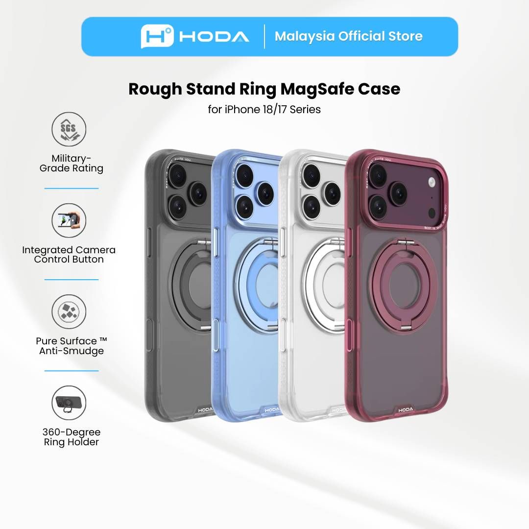 Hoda Rough Magnet With 360° Foldable Rotating Ring-Holder Stand Case for iPhone 18 Pro/18Pro Max
