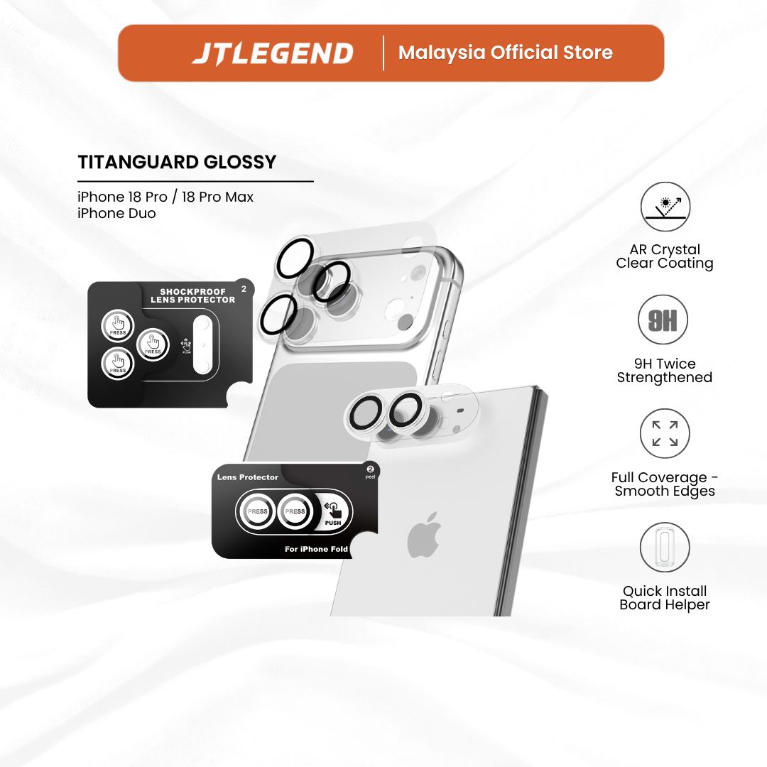 JTLEGEND Titanguard Full Cover Camera Lens Protector - Glossy (with Quick Install Board) for iPhone 18 Series