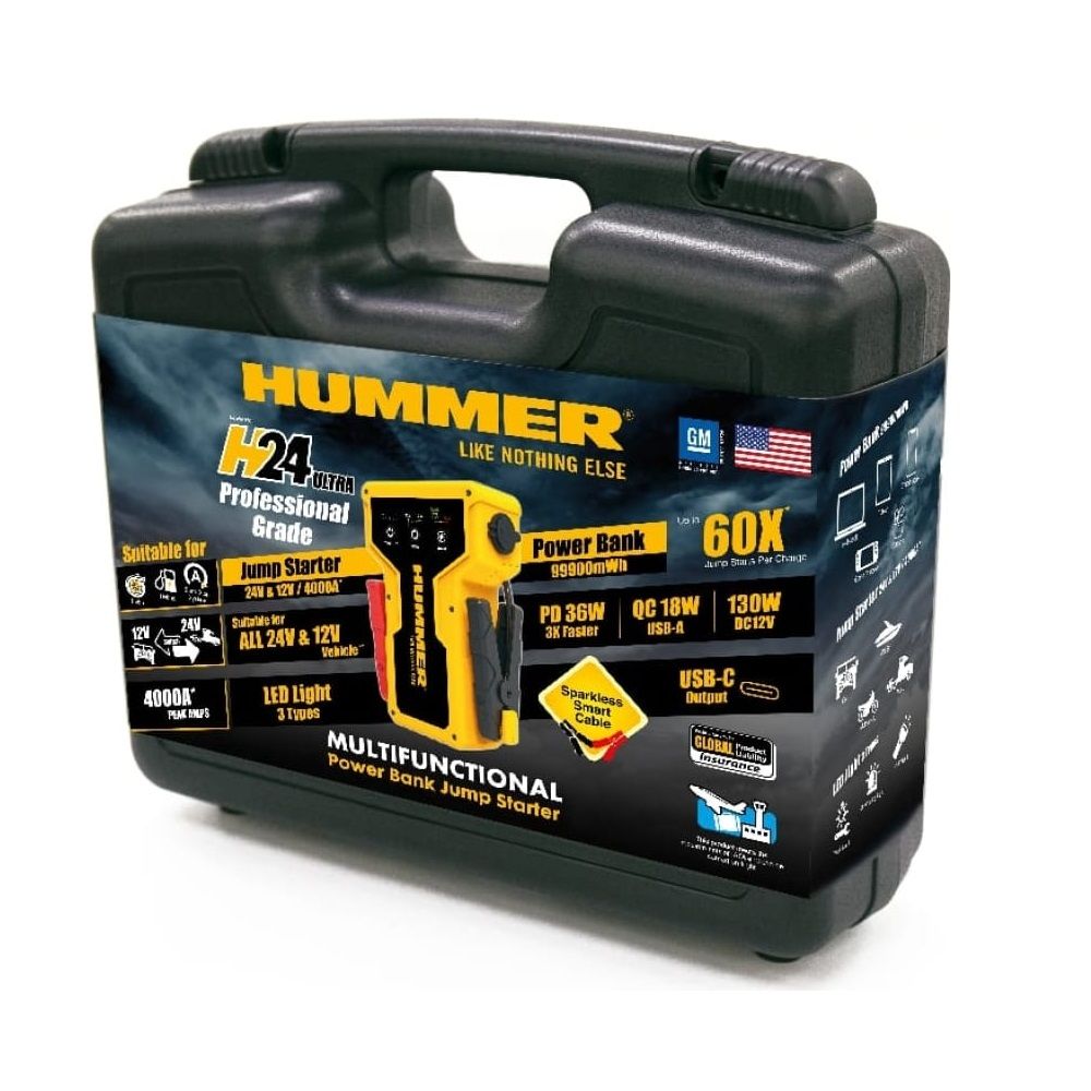 Hummer H24 Ultra With Powerbank – 4000A Jump Starter (24V &amp; 12V)