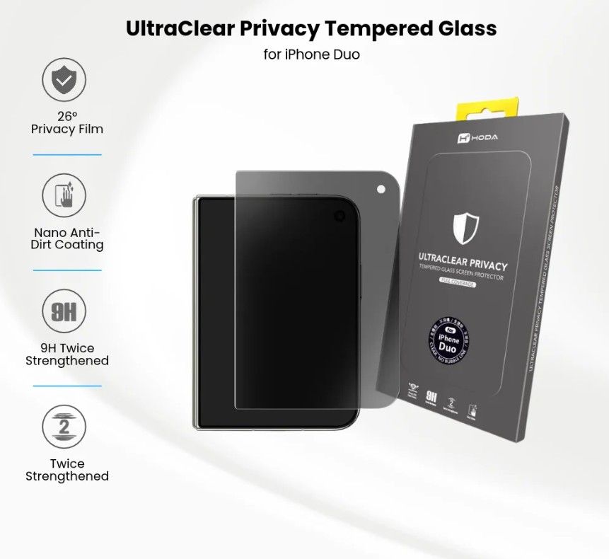Hoda 2.5D UltraClear Anti-Peeping (Privacy) 2 Way Case Friendly Tempered Glass Screen Protector iPhone Duo No Helper Hoda 2.5D UltraClear Anti-Peeping (Privacy) 2 Way Case Friendly Tempered Glass Screen Protector iPhone Duo No Helper