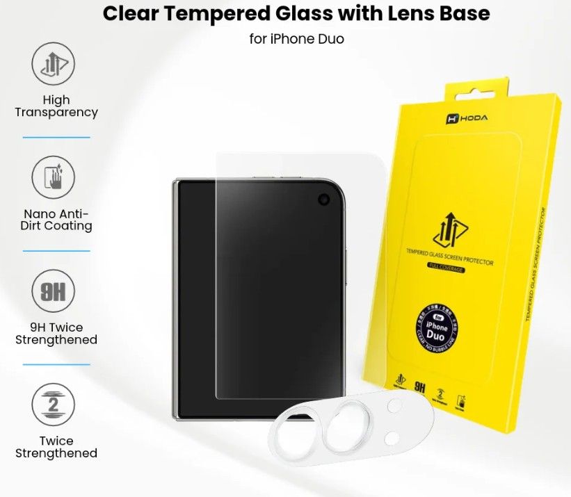 Hoda 2.5D Clear (Case-Friendly) Tempered Glass Screen Protector iPhone Duo (Front Screen) With Lens Base No Helper Hoda 2.5D Clear (Case-Friendly) Tempered Glass Screen Protector iPhone Duo (Front Screen) With Lens Base No Helper