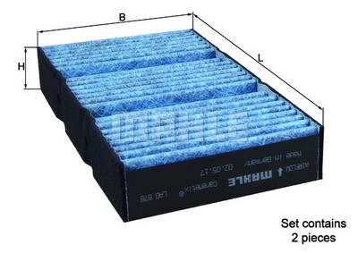 MAHLE กรองแอร์ แบบ CareMetix® สำหรับ W205 W166 X166 C253 C292 ปี 2016 ( มี 2 ชิ้นในเซ็ท)