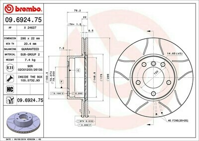 จานเบรคหน้า BREMBO MAX สำหรับ BMW Series 5 E39 520i 525i 95-03[2ชิ้น ซ้าย-ขวา]
