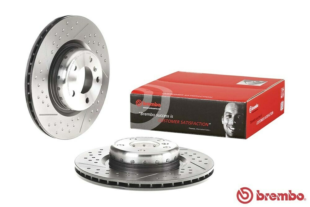 Brembo จานเบรกหลังสำหรับ  BMW  series 3 F30, series  4 F32 Drilled/Groove