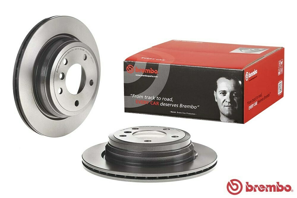 BREMBO จานเบรกหลัง สำหรับ BMW E90 320d E84 X1  [2ชิ้น ซ้าย-ขวา]