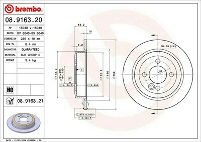 ผ้าเบรกหลัง BREMBOสำหรับ  Mini R50-53 R55-56 R58-59 รูน็อตใหญ่ 06 R