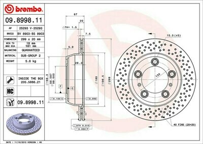 จานเบรกหลังBREMBO สำหรับ PORSCHE  Boxster Cayman (987/981/718(982)) 04->