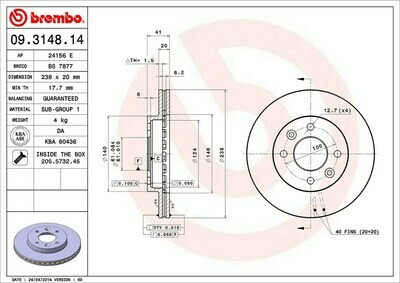 จานเบรกหน้า BREMBO สำหรับ RENAULT R21 R19 R21 R9 Clio 86-97 F