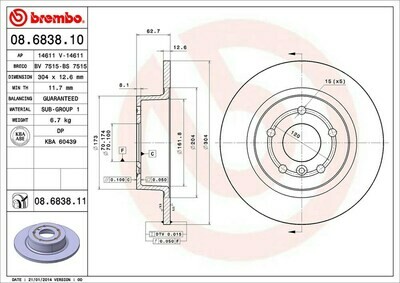 BREMBO จานเบรกหลัง  สำหรับ LAND ROVER Discovery II ปี99    [2ชิ้น ซ้าย-ขวา]