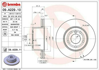 BREMBO จานเบรกหน้า  สำหรับ LAND ROVER Discovery II ปี99    [2ชิ้น ซ้าย-ขวา]