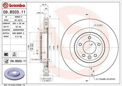 BREMBO จานเบรกหลัง  สำหรับ LAND ROVER Range Rover Sport ปี13, Discovery V ปี17   [2ชิ้น ซ้าย-ขวา]