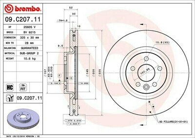 BREMBO จานเบรกหน้า  สำหรับ LAND ROVER Evoque, Discovery Sport ปี15   [2ชิ้น ซ้าย-ขวา]