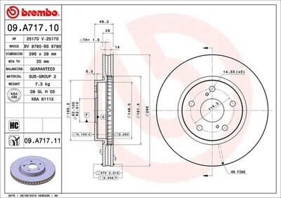 BREMBO จานเบรกหน้า  สำหรับ LEXUS  IS250 ปี05-13, 250 300h ปี13  [2ชิ้น ซ้าย-ขวา]