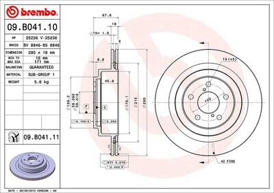 BREMBO จานเบรกหลัง สำหรับ SUBARU Impreza GC GD  [2ชิ้น ซ้าย-ขวา]