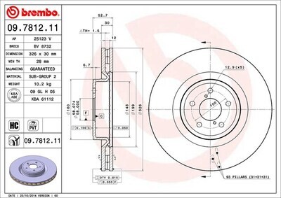 BREMBO จานเบรกหน้า สำหรับ SUBARU Impreza GD  [2ชิ้น ซ้าย-ขวา]