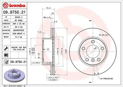 BREMBO จานเบรกหน้า สำหรับ BMW F20 116i 118i [2ชิ้น ซ้าย-ขวา]