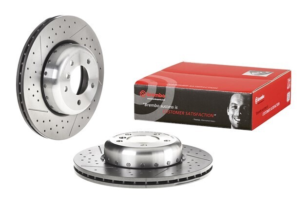 BREMBO จานเบรกหน้า สำหรับ BMW 3 (E90) 1 (E87) เจาะรู/เซาะร่อง  [2ชิ้น ซ้าย-ขวา]