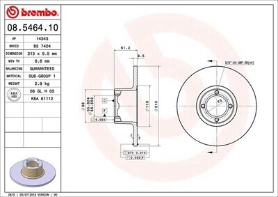 BREMBO จานเบรกหน้า สำหรับ MINI Austin/ Rover Mini ปี82-01   [2ชิ้น ซ้าย-ขวา]