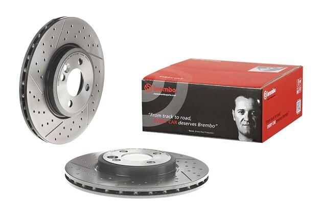 BREMBO จานเบรกหน้า สำหรับ MINI R55 R56 R58 R59 รูน็อตใหญ่/เจาะรู  [2ชิ้น ซ้าย-ขวา]