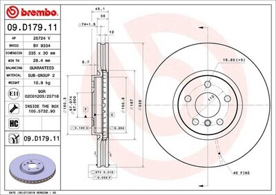 BREMBO จานเบรกหน้า สำหรับ MINI JCW F56 F60 F54 F57   [2ชิ้น ซ้าย-ขวา]