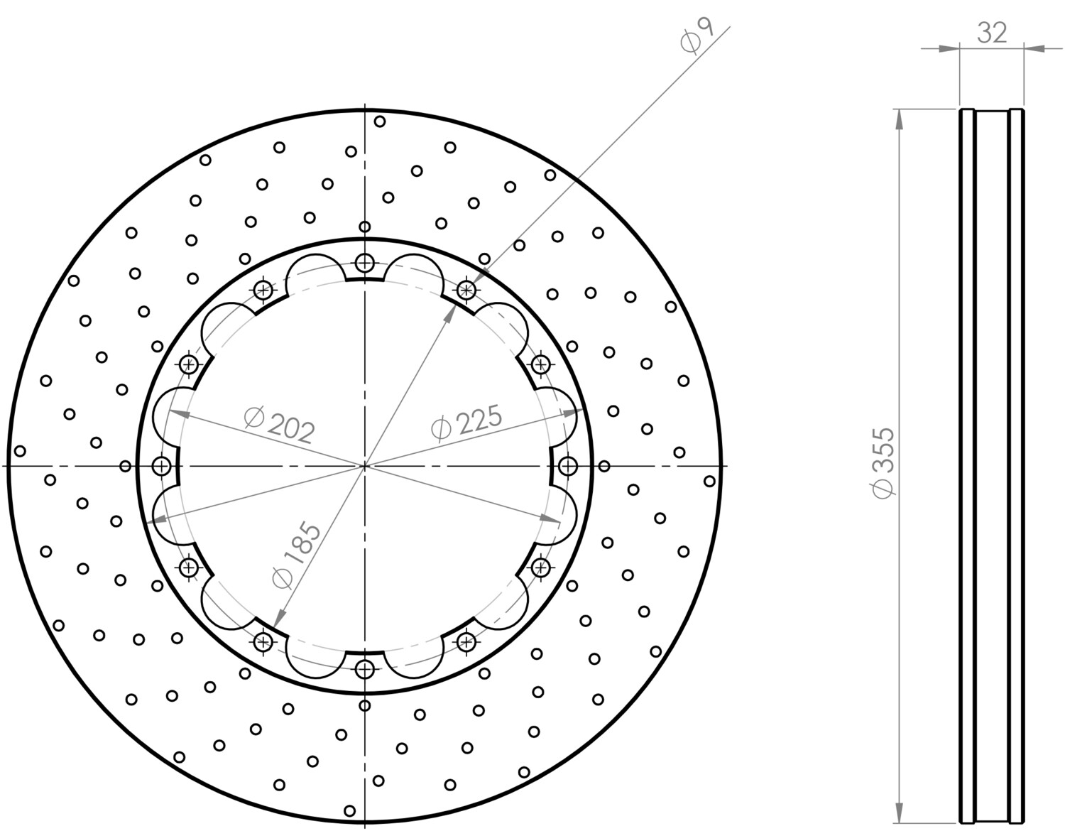 EZจานเบรกHighCarbonขนาด355หนา32 [EZ004]