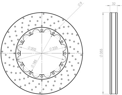 EZจานเบรกHighCarbonขนาด355หนา32 [EZ004]