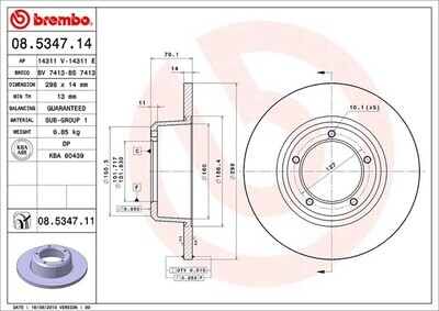 BREMBO จานเบรกหน้า  สำหรับ LAND ROVER Discovery I ปี90, Defender   [2ชิ้น ซ้าย-ขวา]