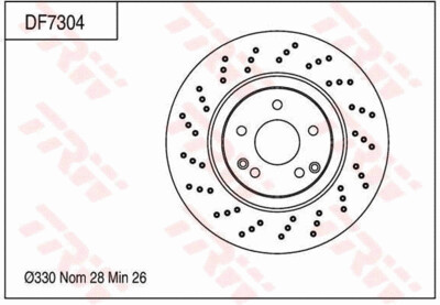 TRW จานเบรกหน้า สำหรับ BENZ  R171 SLK 350 W203 C200, C220 CDI / C230 KOMPRESSOR (จานมีรู) ปี 00-06 [2ชิ้น ซ้าย-ขวา]