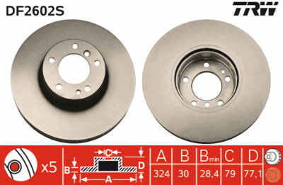 TRW จานเบรกหน้า สำหรับ BMW E38 ปี 87-01 [2ชิ้น ซ้าย-ขวา]