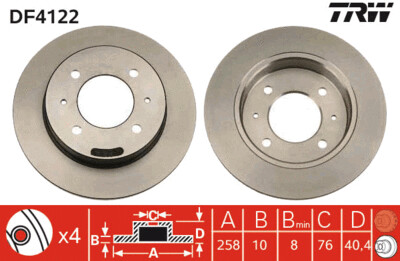 TRW  จานเบรกหลัง สำหรับ HYUNDAI TIBURON ปี 96-01 [2ชิ้น ซ้าย-ขวา]