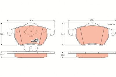 ​TRW COTEC ผ้าเบรกหน้า สำหรับ AUDI A4 1.8L ปี1995-1997 (1กล่อง สำหรับ 2 ล้อหน้า)