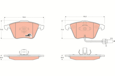 ​TRW COTEC ผ้าเบรกหน้า สำหรับ AUDI A6 3.0L TDI/4WD  ปี 2008 (1 กล่องสำหรับ 2 ล้อหน้า)