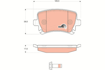 ​TRW COTEC ผ้าเบรกหลัง สำหรับ AUDI A6 3.0L TDI/4WD ปี2008  TT 1.8L TFSI.ROADSTER ปี 2007 ปี2009 2.5L  (1กล่องสำหรับ2ล้อหลัง)