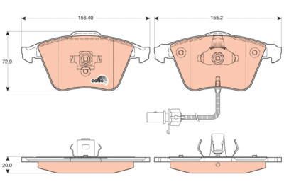 ​TRW COTEC ผ้าเบรกหน้า สำหรับ AUDI A8 4.2L/4WD ) ปี 2004-2005 (1 กล่องสำหรับ 2 ล้อหน้า)