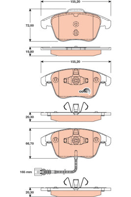 TRW COTEC ผ้าเบรกหน้า สำหรับ AUDI Q3 2.0L TDI ปี 2011 (1กล่องสำหรับ2ล้อหน้า)