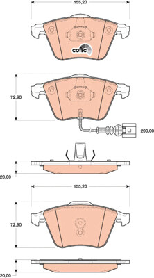 ​TRW COTEC ผ้าเบรกหน้า สำหรับ AUDI TT 1.8L TFSI.ROADSTER ปี2007 ิ(1กล่องสำหรับ2ล้อหน้า)